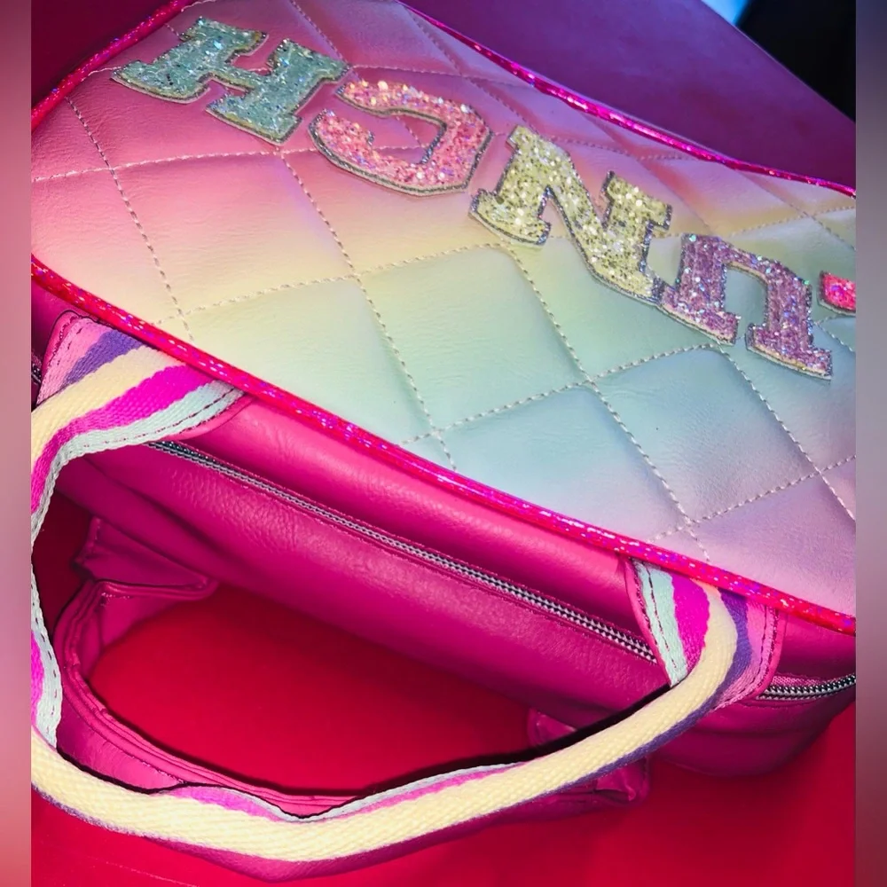 Rainbow Pink Heart Lunch Cooler Lunch Bag Kids School Pets Food Pic Nic Travel